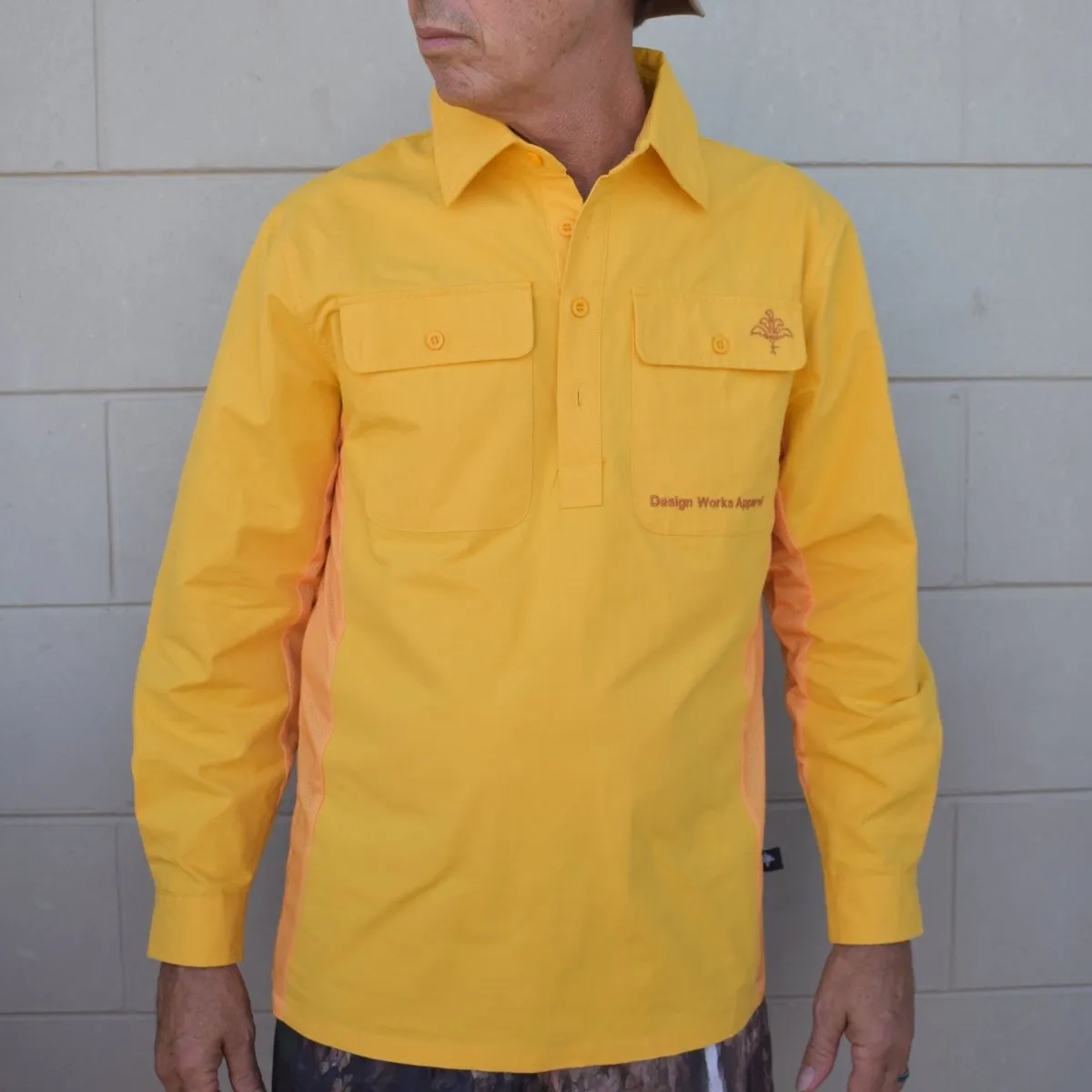 Adult Cotton Ringers Work Shirts - Bush Yellow