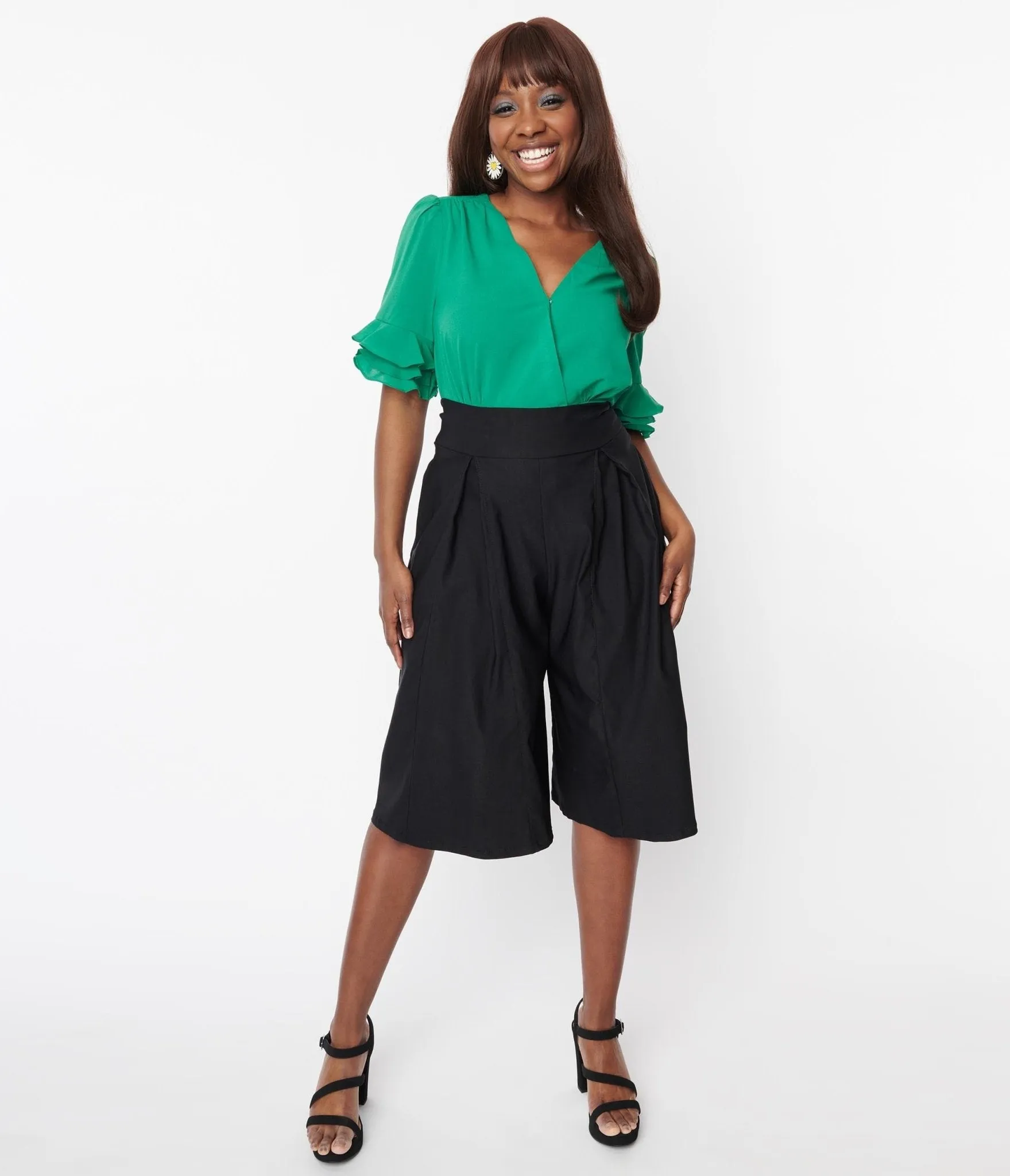 Black Wide Leg Abigail Culotte Pants