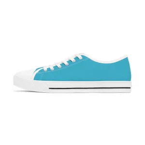 Blue Color Best Ladies' Sneakers, Solid Color Women's Low Top Sneakers Tennis Shoes (US Size: 5.5-12)