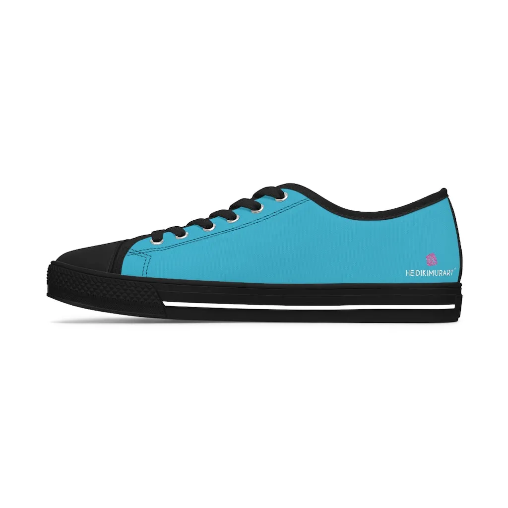 Blue Color Best Ladies' Sneakers, Solid Color Women's Low Top Sneakers Tennis Shoes (US Size: 5.5-12)