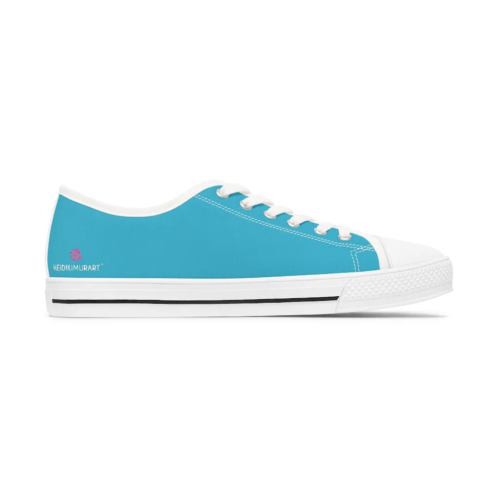 Blue Color Best Ladies' Sneakers, Solid Color Women's Low Top Sneakers Tennis Shoes (US Size: 5.5-12)