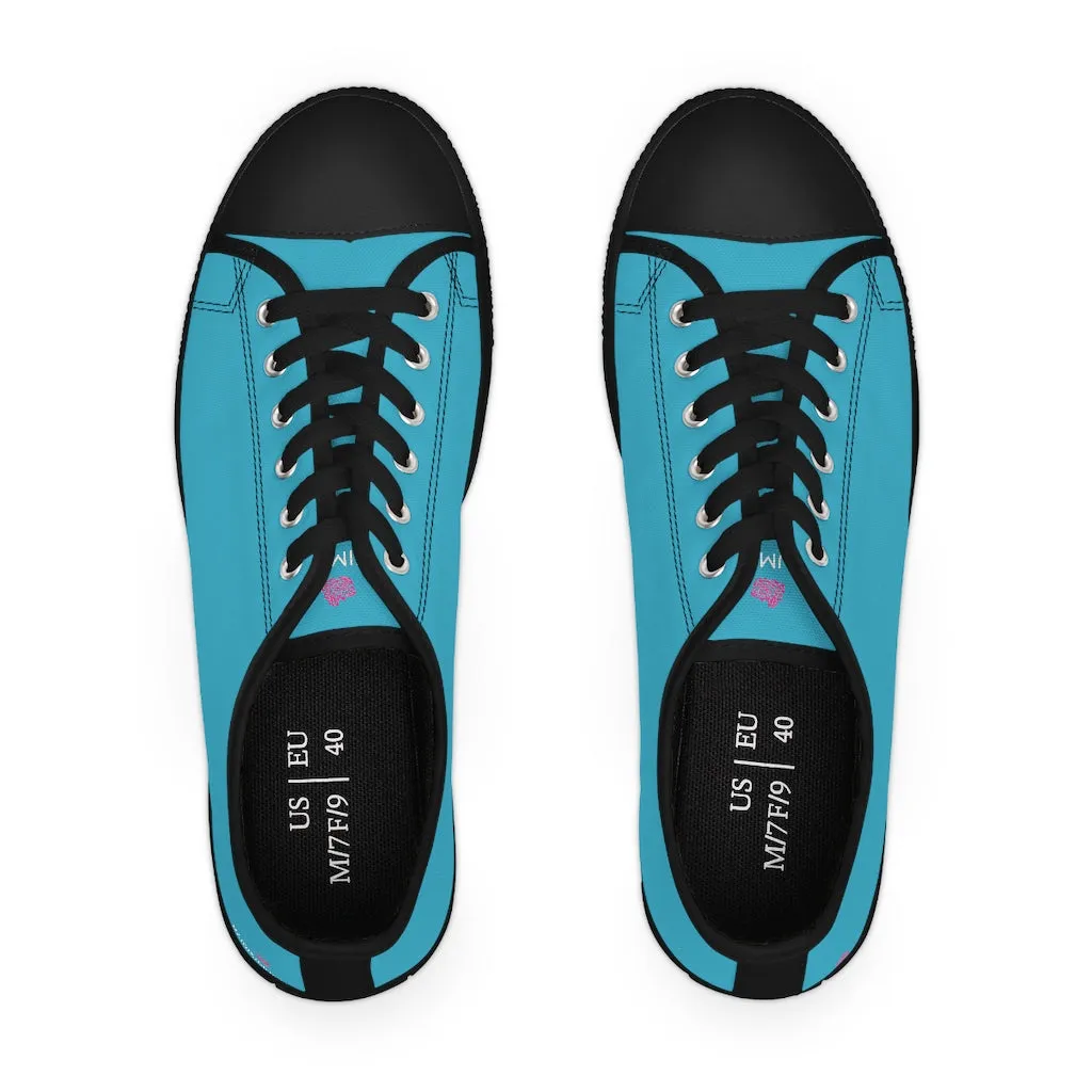 Blue Color Best Ladies' Sneakers, Solid Color Women's Low Top Sneakers Tennis Shoes (US Size: 5.5-12)