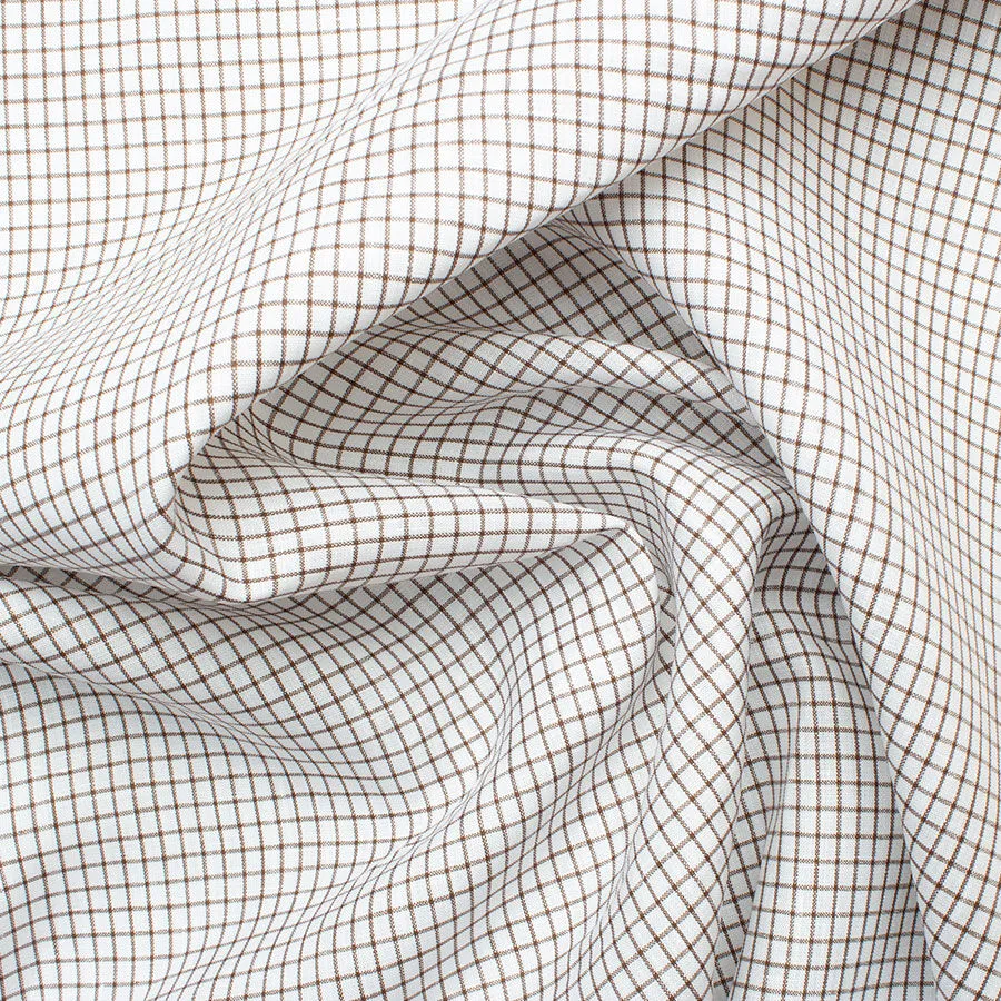 Brown & White Checkered Linen & Cotton