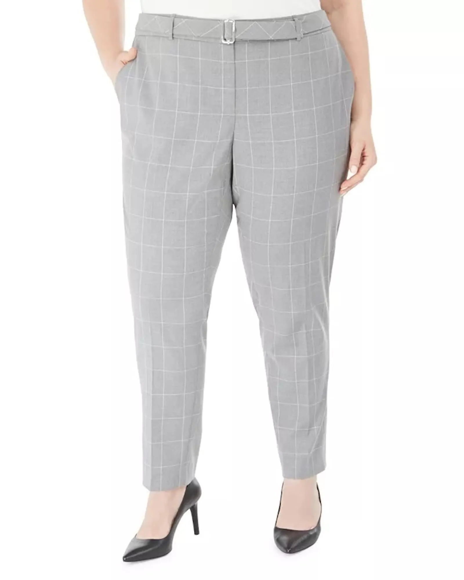 Calvin Klein Women's   Printed Belted Pants Gray  16 | Gray