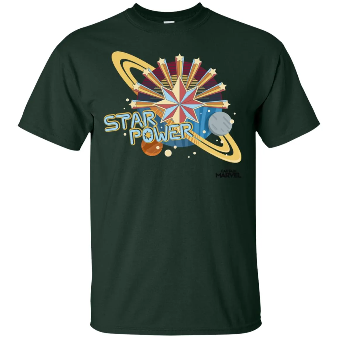 Captain Marvel Star Power Retro Style Men Cotton T-Shirt