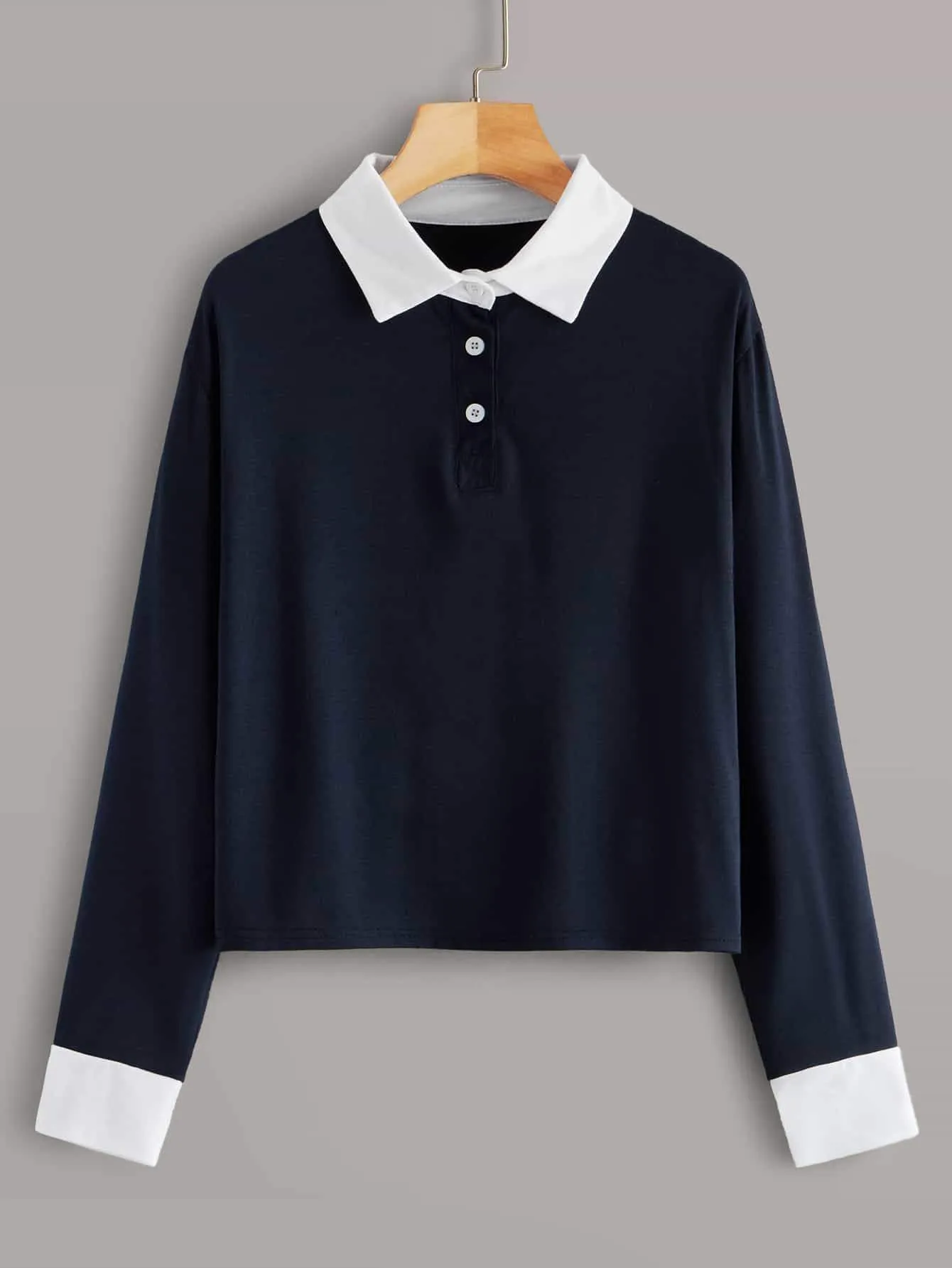 Contrast Collar And Cuff Polo Tee