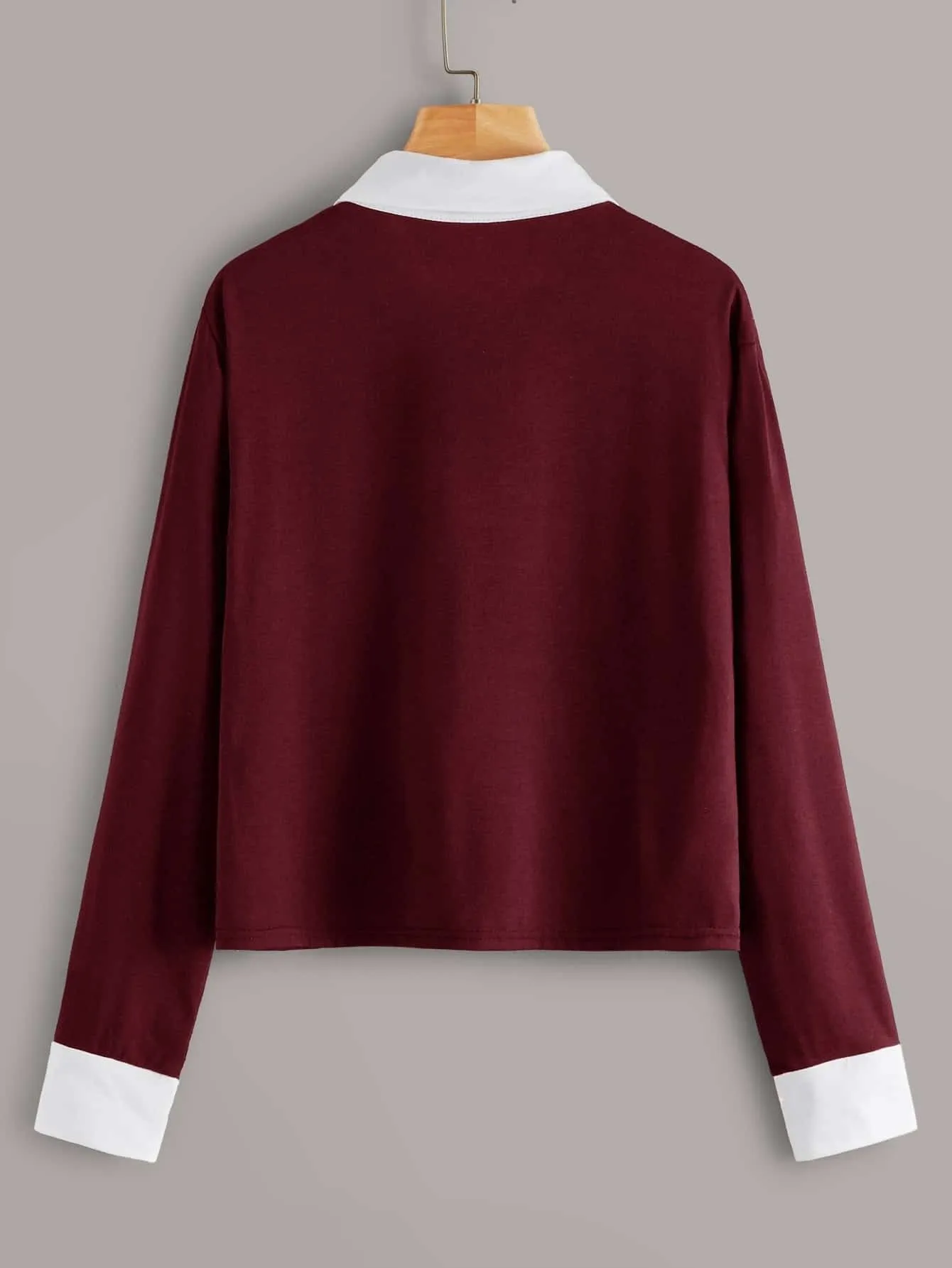 Contrast Cuff Polo Neck Tee