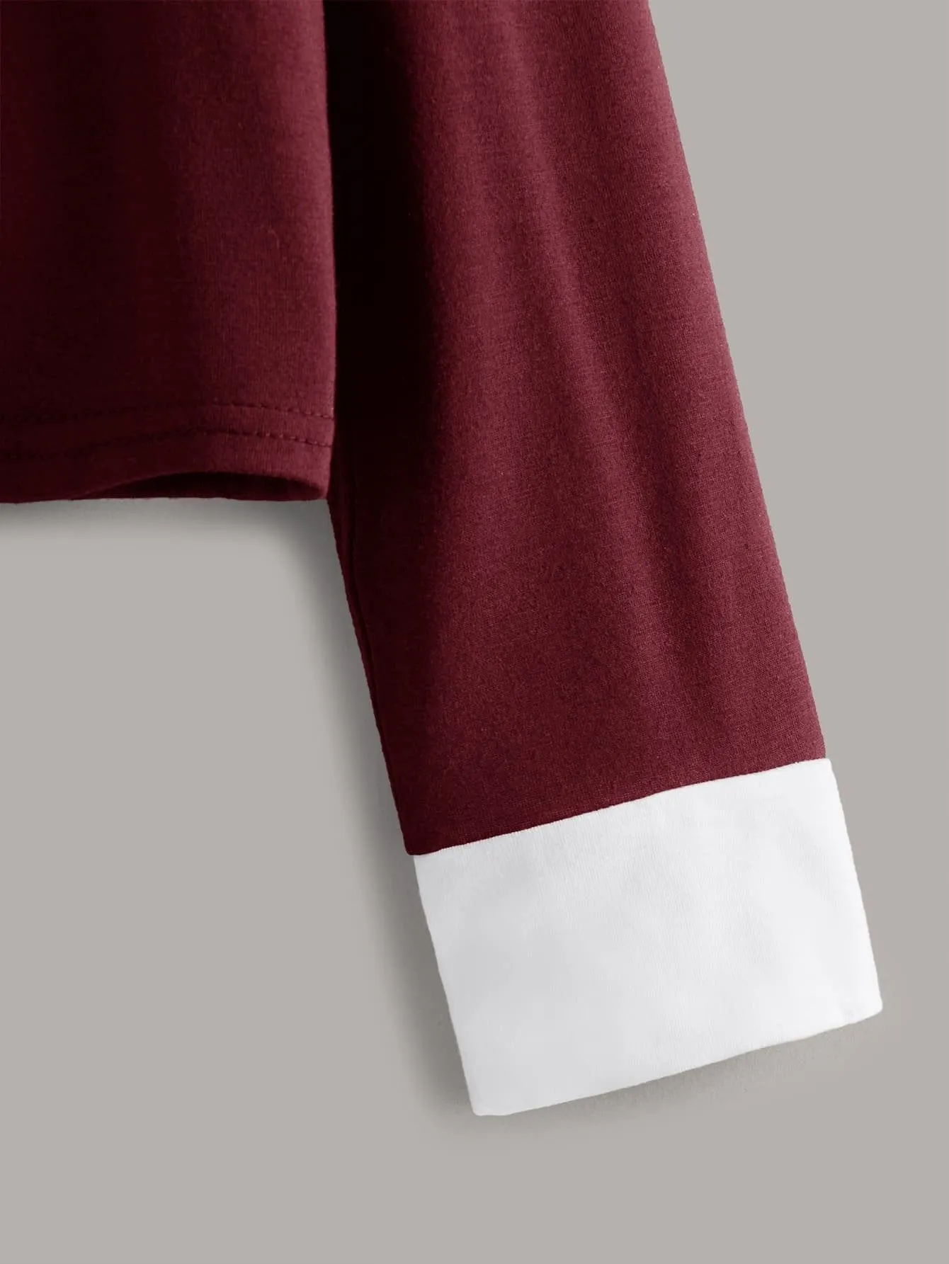 Contrast Cuff Polo Neck Tee