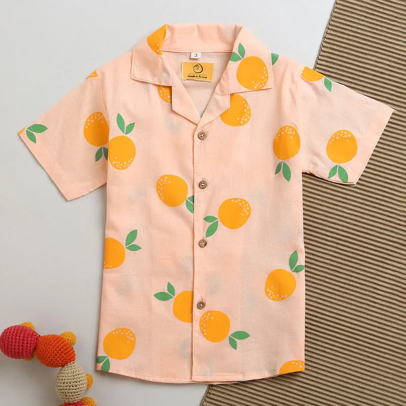 Cotton Shirts For Boys | Printed | Peach