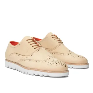 Cream Men's Casual Shoes Tayno Suede Lace Up Wingtip Oxford Sneaker Style No-The Paragon