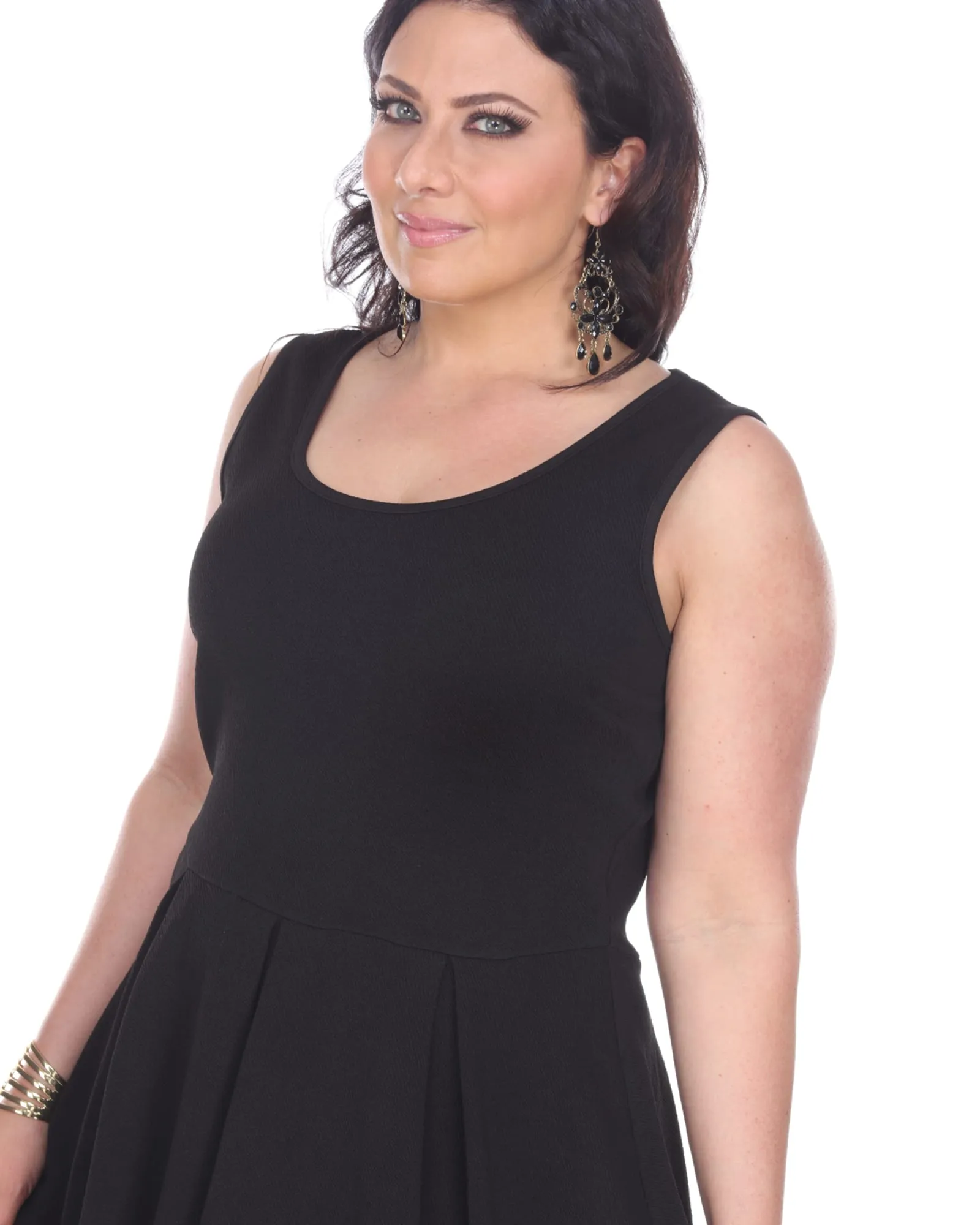 Crystal Fit and Flare Dress | Black