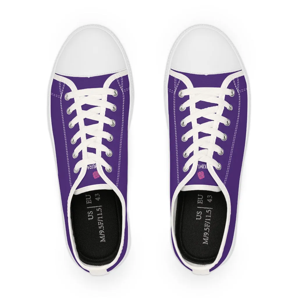 Dark Purple Color Men's Sneakers, Best Solid Purple Color Men's Low Top Sneakers Tennis Canvas Shoes (US Size: 5-14)