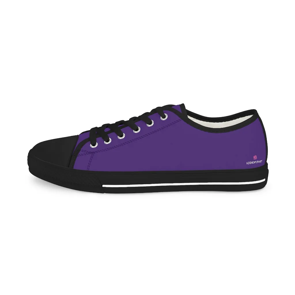 Dark Purple Color Men's Sneakers, Best Solid Purple Color Men's Low Top Sneakers Tennis Canvas Shoes (US Size: 5-14)