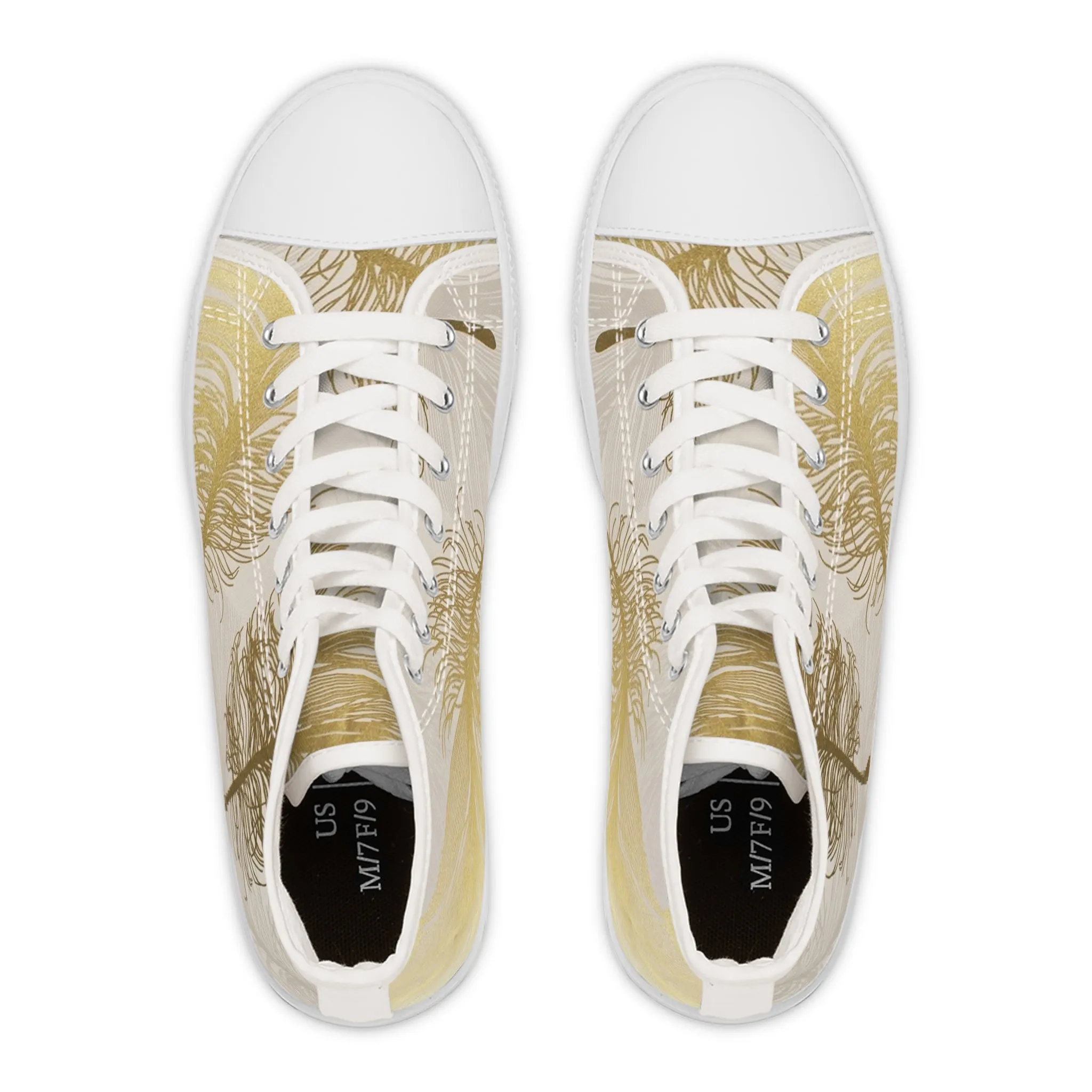 Golden Feathers - Inovax Women's Hight Top Sneakers