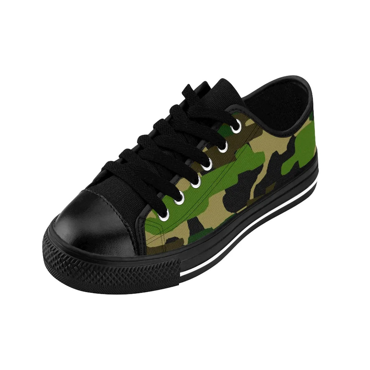 Green Camo Ladies Tennis Shoes, Military Army Camouflage Low Top Women's Sneaker Shoes