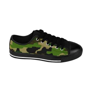 Green Camo Ladies Tennis Shoes, Military Army Camouflage Low Top Women's Sneaker Shoes