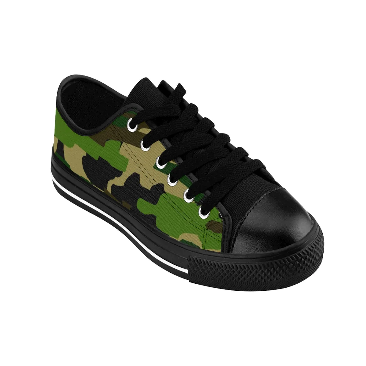 Green Camo Ladies Tennis Shoes, Military Army Camouflage Low Top Women's Sneaker Shoes