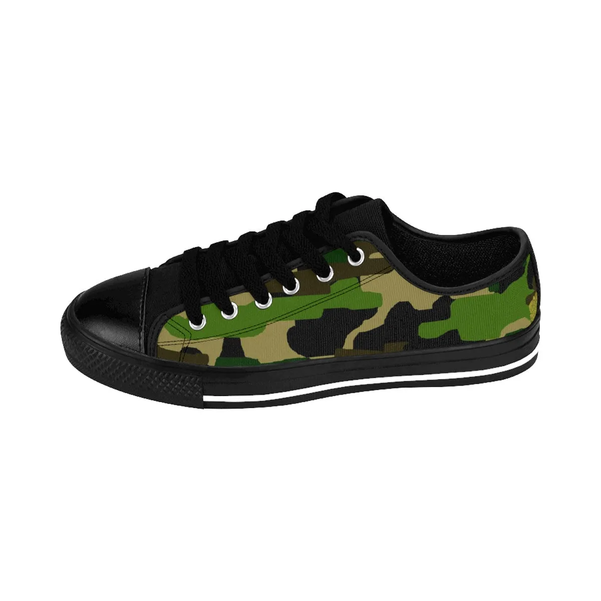 Green Camo Ladies Tennis Shoes, Military Army Camouflage Low Top Women's Sneaker Shoes