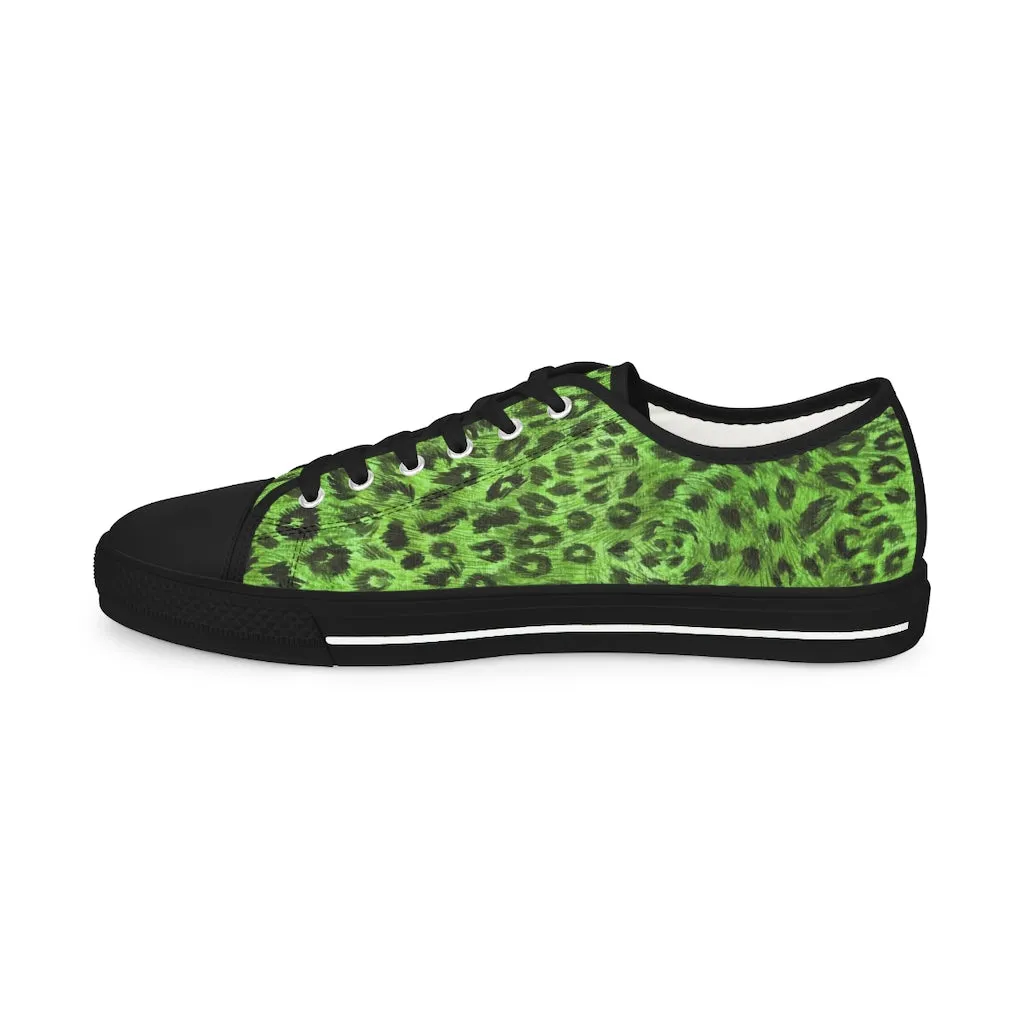 Green Leopard Men's Sneakers, Animal Print Best Designer Fashionable Men's Low Top Sneakers