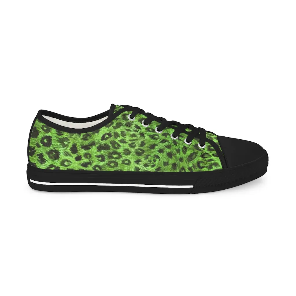 Green Leopard Men's Sneakers, Animal Print Best Designer Fashionable Men's Low Top Sneakers