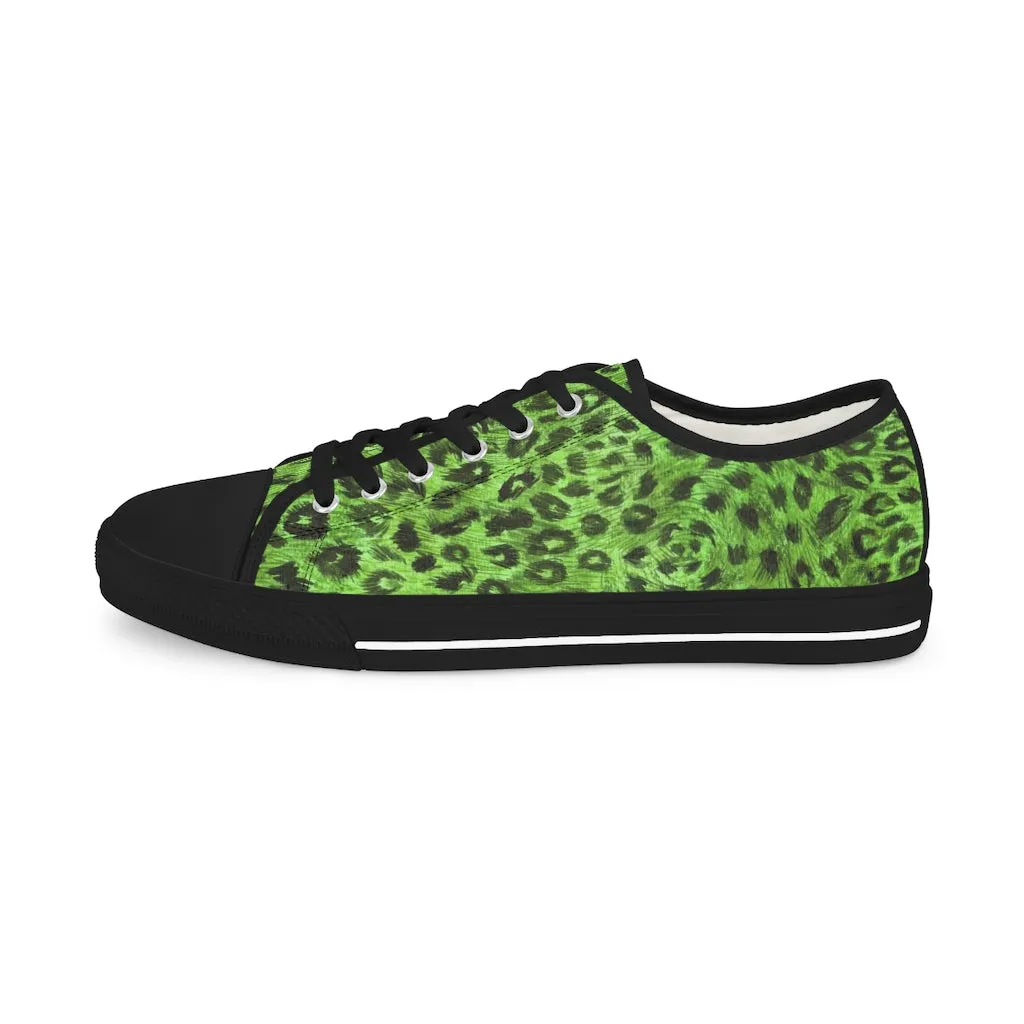 Green Leopard Men's Sneakers, Animal Print Best Designer Fashionable Men's Low Top Sneakers