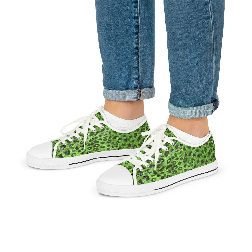 Green Leopard Men's Sneakers, Animal Print Best Designer Fashionable Men's Low Top Sneakers