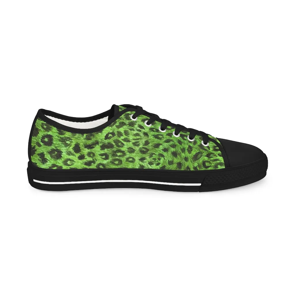 Green Leopard Men's Sneakers, Animal Print Best Designer Fashionable Men's Low Top Sneakers