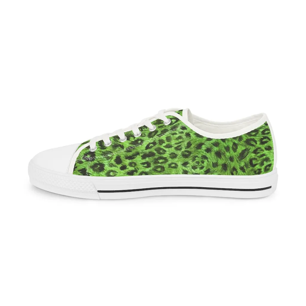 Green Leopard Men's Sneakers, Animal Print Best Designer Fashionable Men's Low Top Sneakers