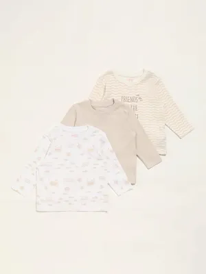 HOP Baby Beige Printed T-Shirt - Pack of 3