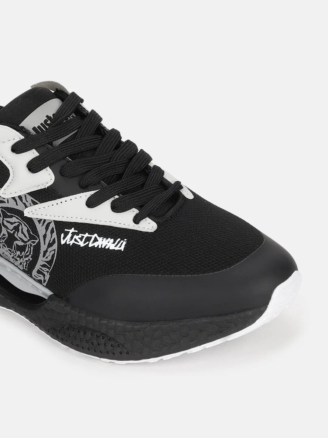 Just Cavalli Men Black Printed Lace-up Sneakers