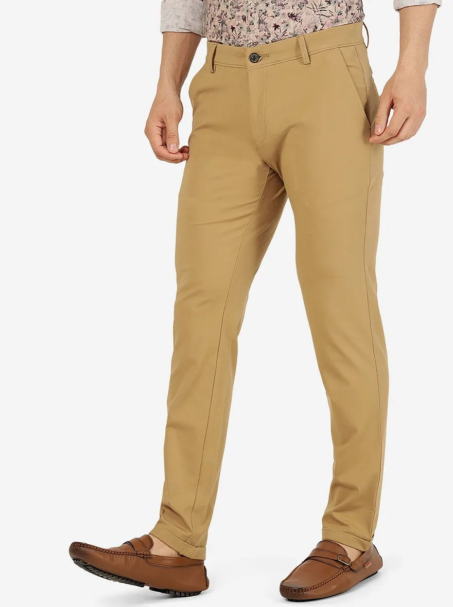 Khakhi Solid Venice Fit Casual Trouser | JadeBlue