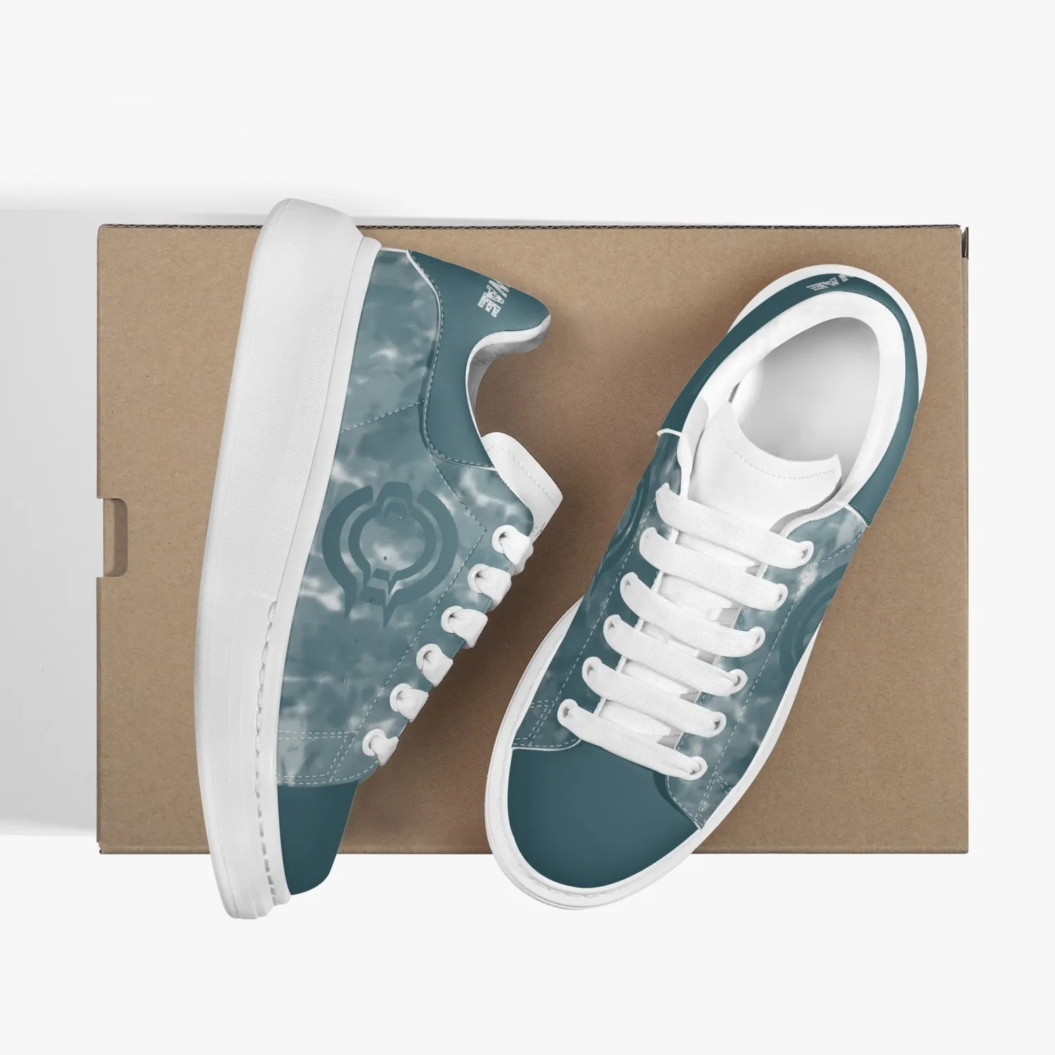 Lifestyle Low-Top Leather Sneakers Blue Earth