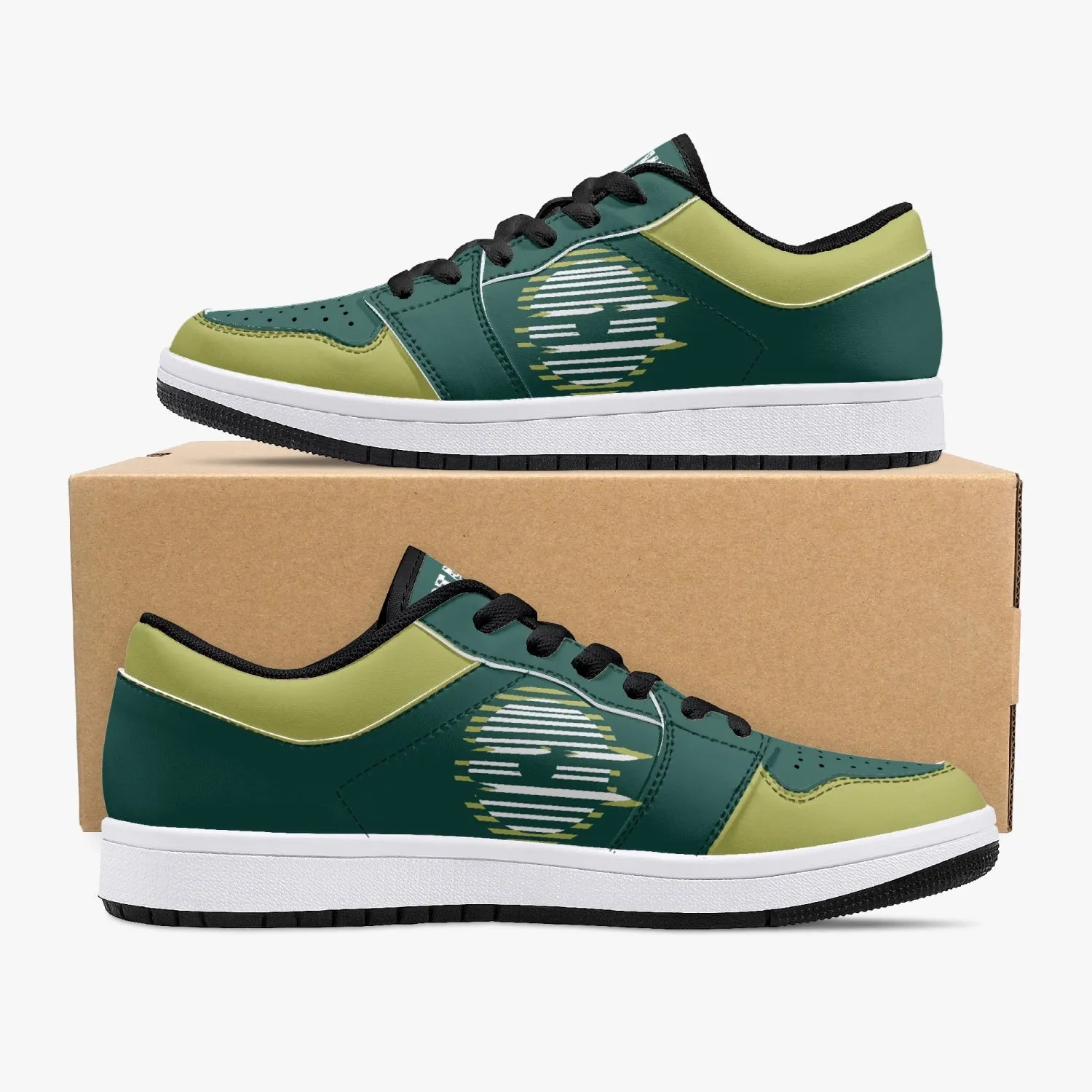 Low-Top Leather Sneakers Olive color