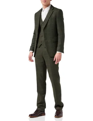 Olive Green Tweed Check Suit