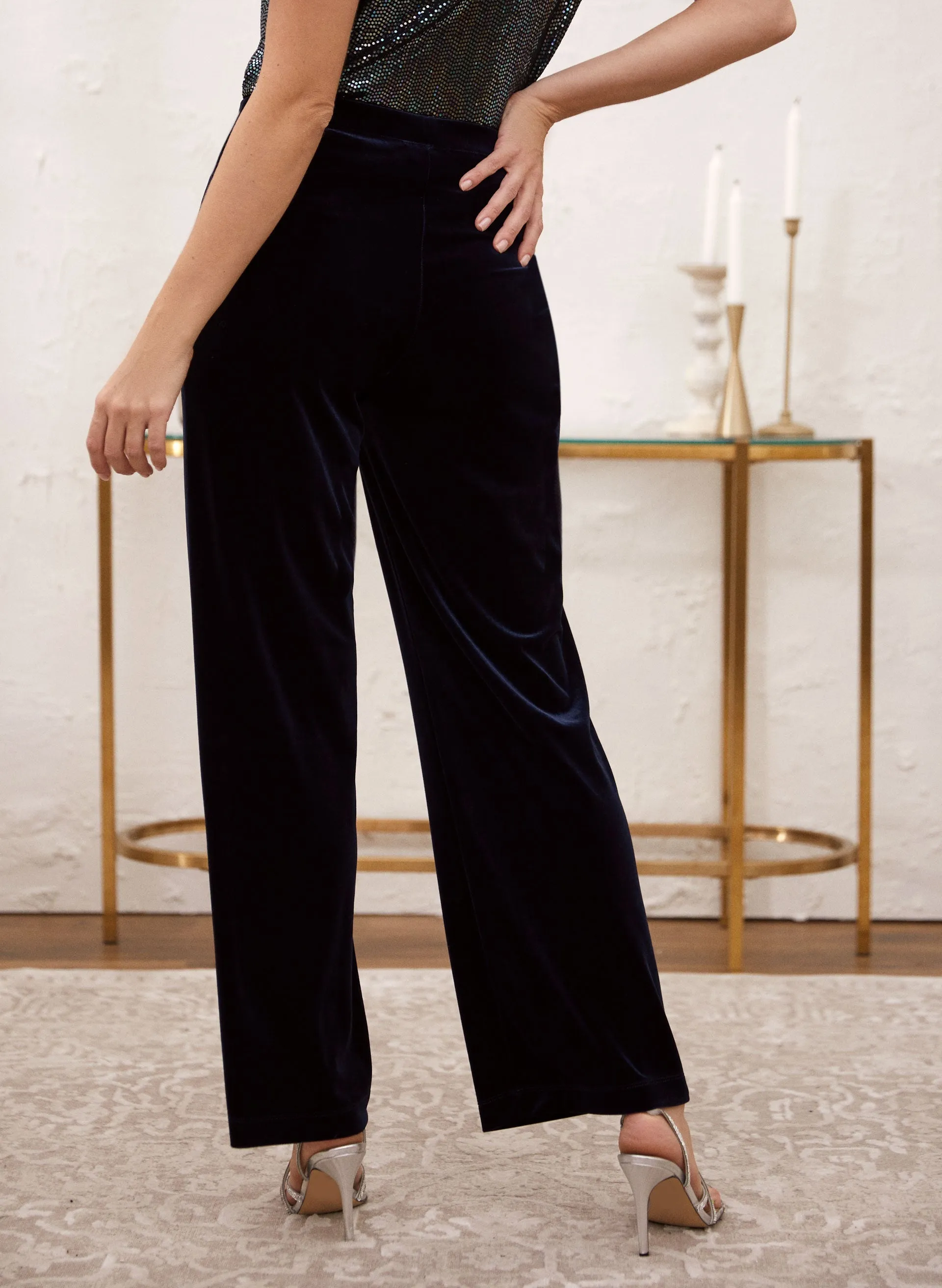 Olivia Velour Wide-Leg Pants – Tall