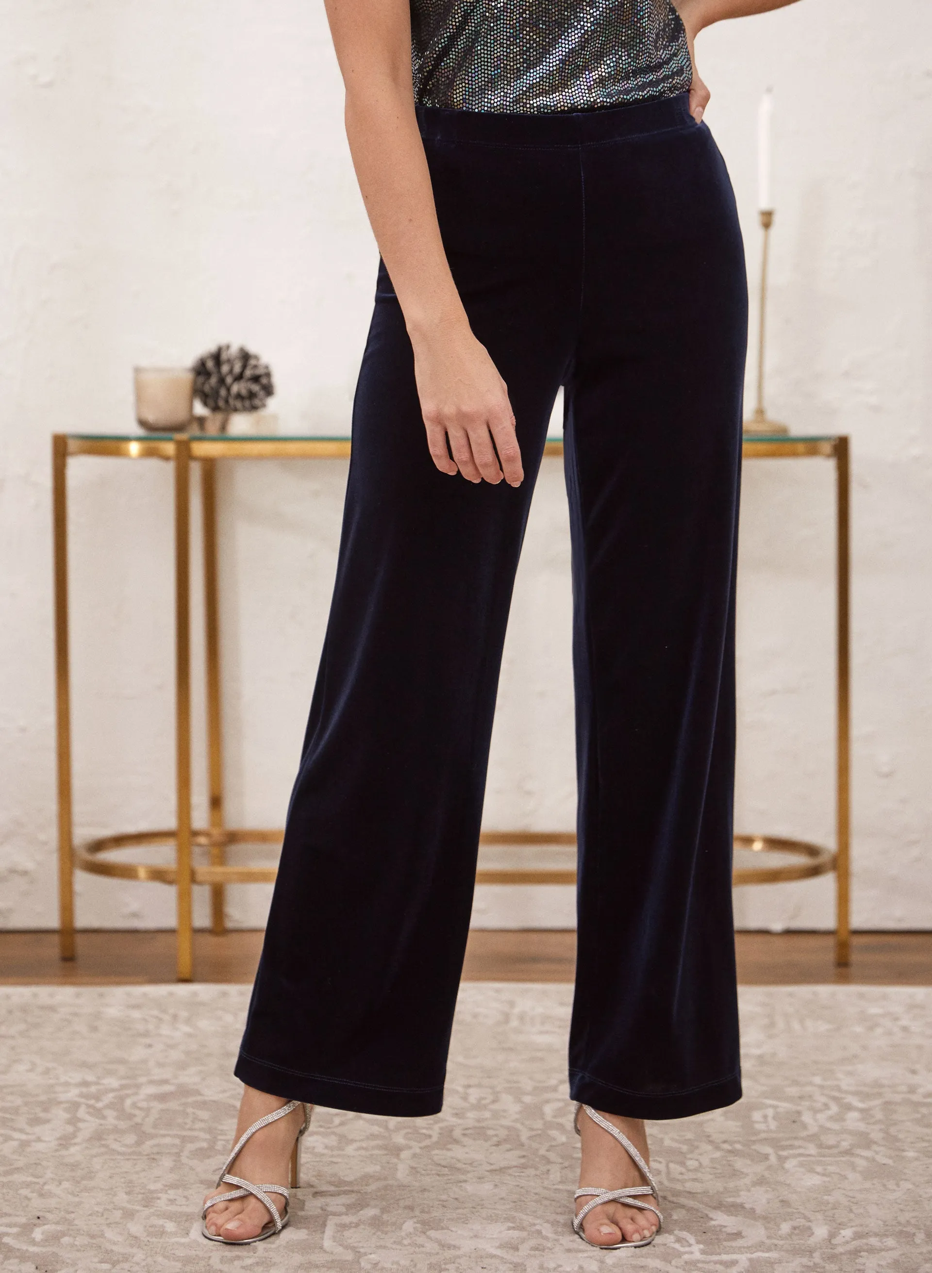 Olivia Velour Wide-Leg Pants – Tall