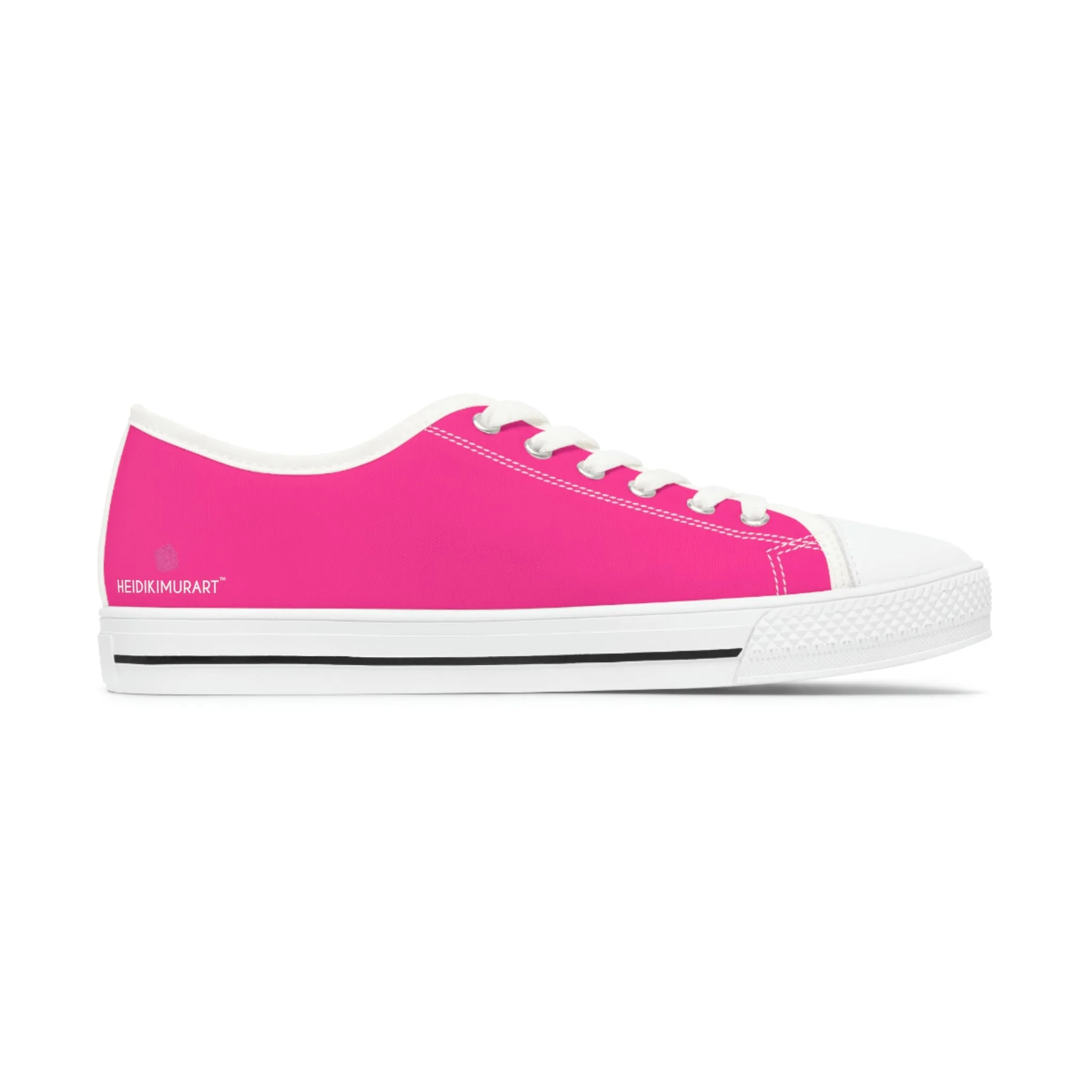 Peach Pink Color Ladies' Sneakers, Pink Solid Color Best Designer Women's Low Top Sneakers  (US Size: 5.5-12)