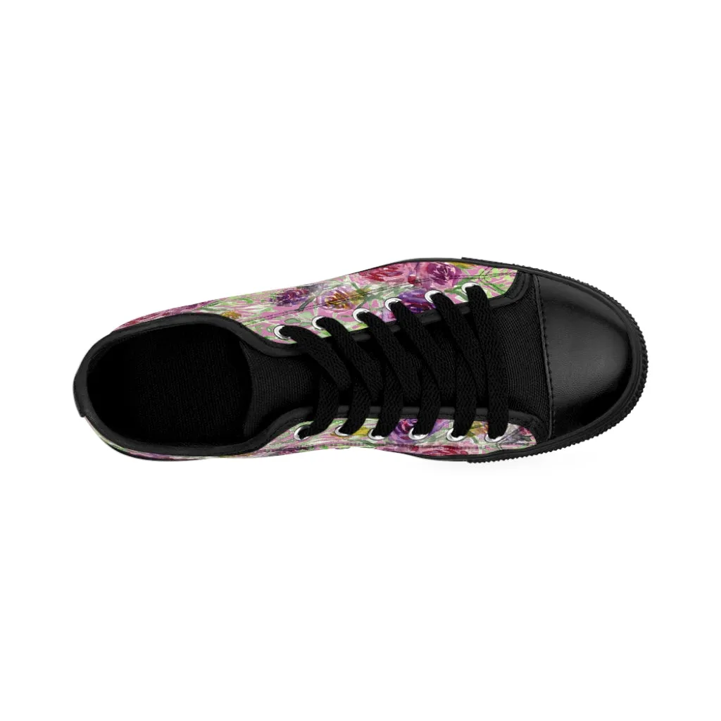 Pink Floral Rose Women's Sneakers, Floral Rose Print Best Tennis Casual Shoes For Women (US Size: 6-12)