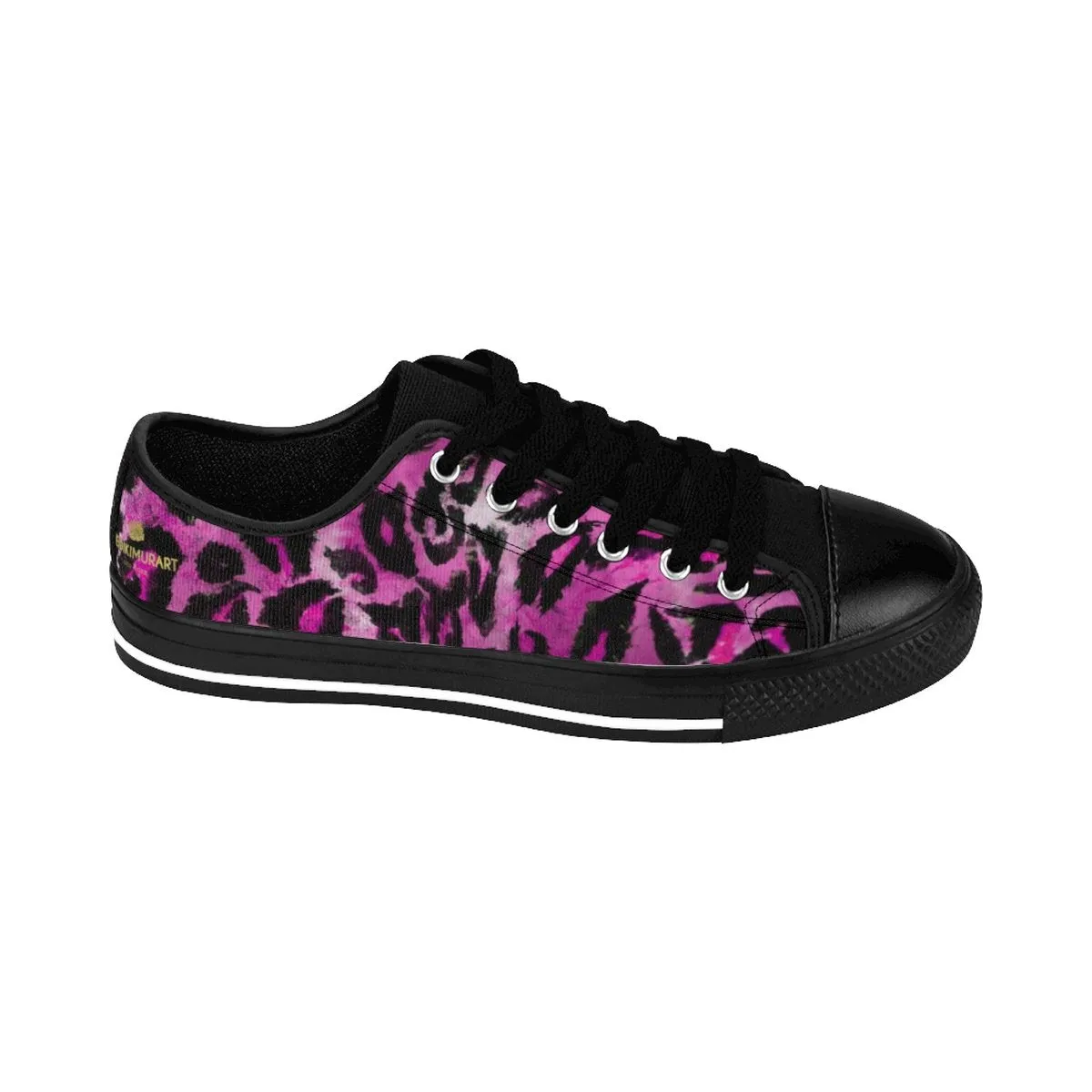 Pink Leopard Print Men's Sneakers, Animal Print Men's Low Top Canvas Fashion Shoes