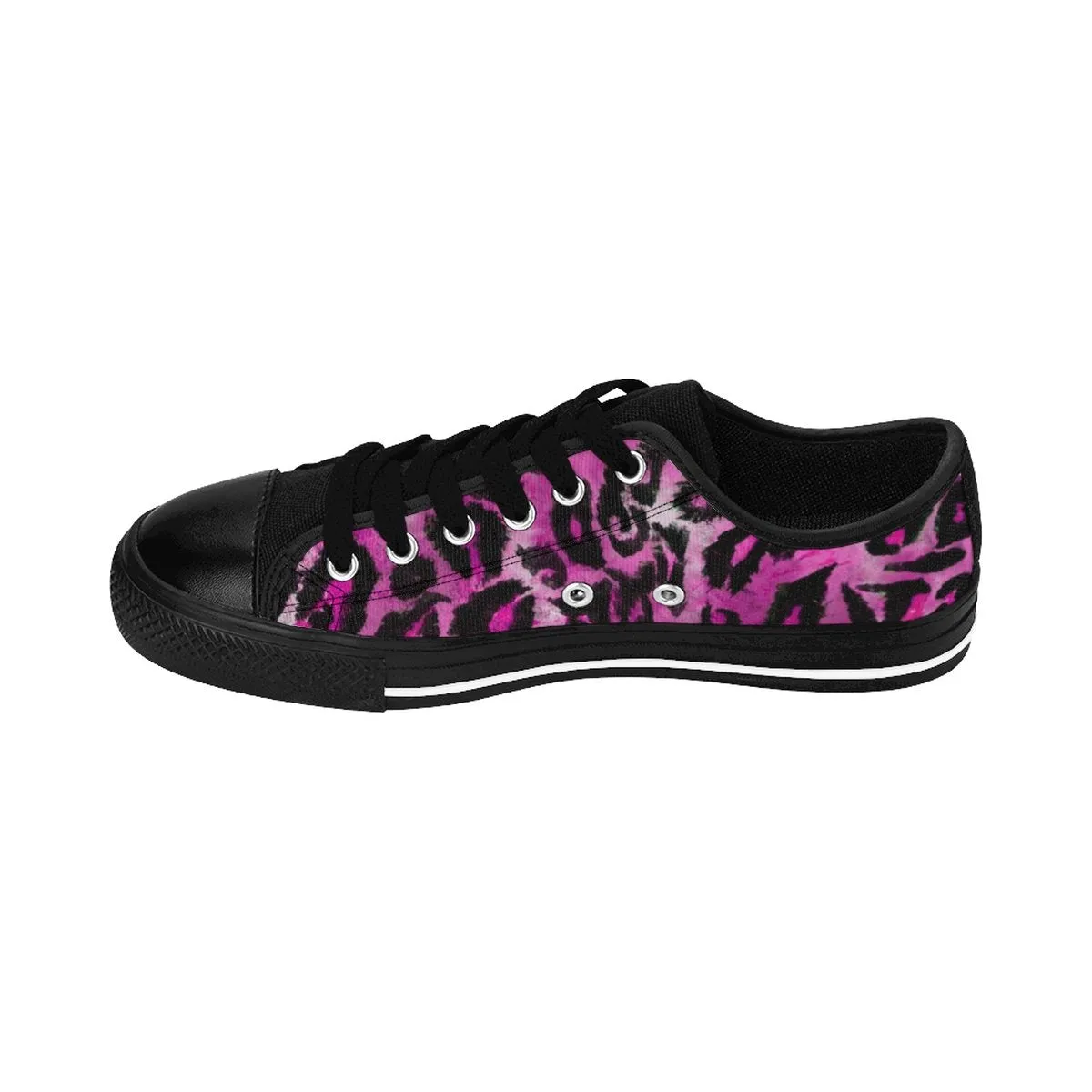 Pink Leopard Print Men's Sneakers, Animal Print Men's Low Top Canvas Fashion Shoes