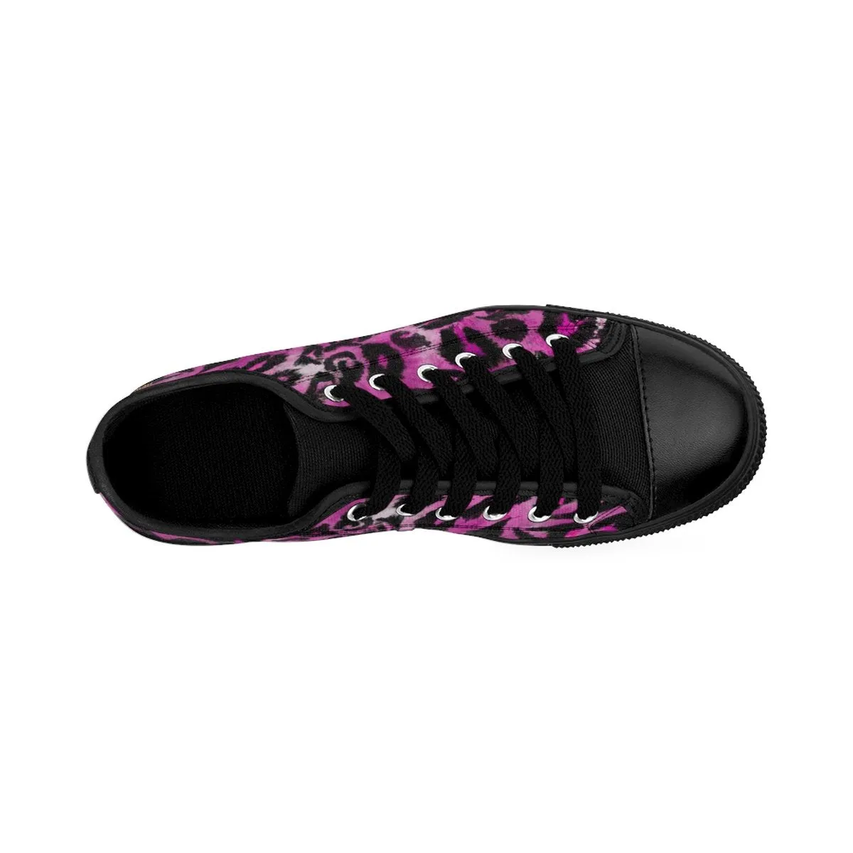 Pink Leopard Print Men's Sneakers, Animal Print Men's Low Top Canvas Fashion Shoes