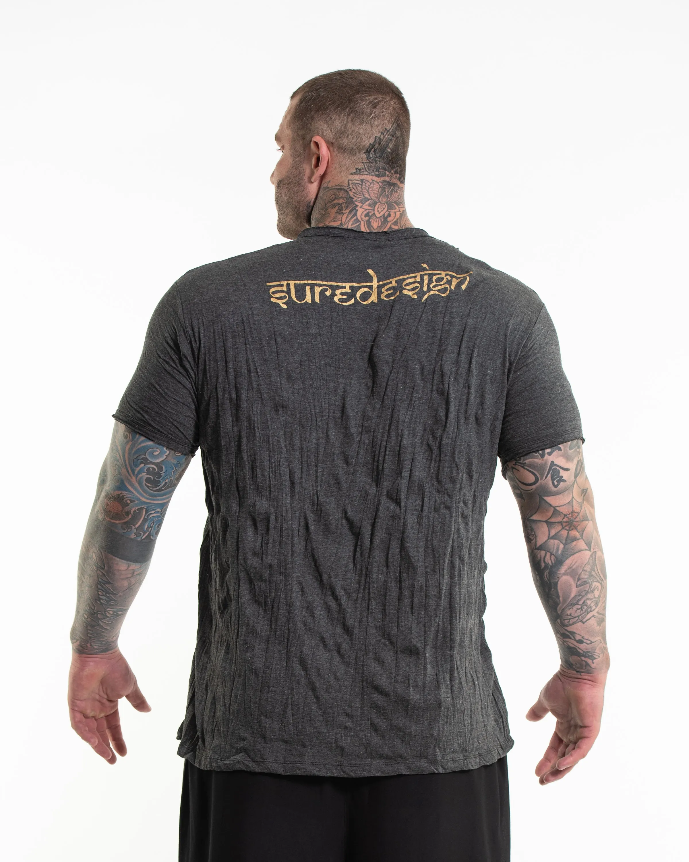 Plus Size Mens Tree of Life T-Shirt in Gold on Black