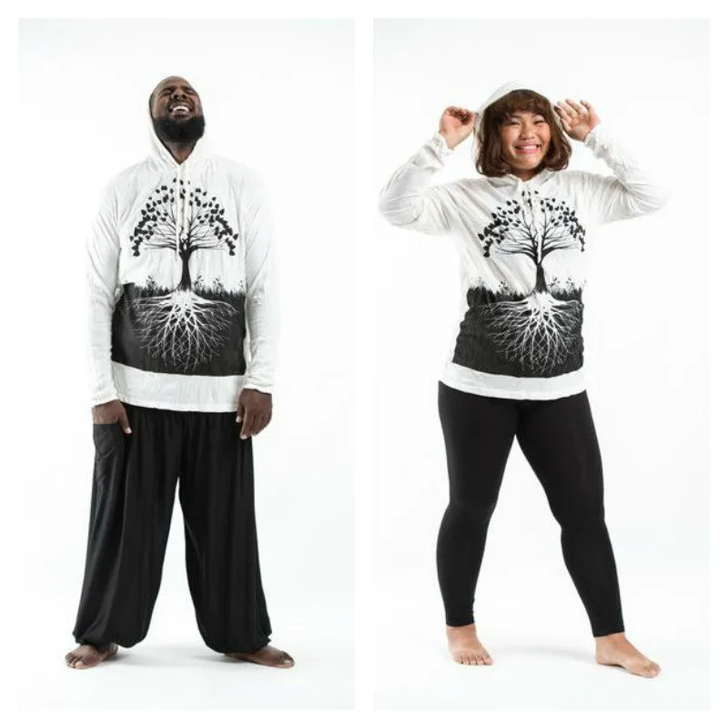 Plus Size Unisex Tree of Life Hoodie in White