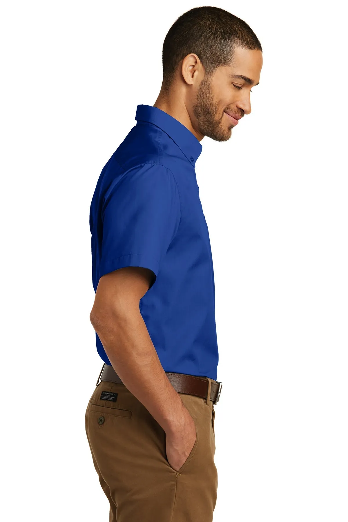 Port Authority Short Sleeve Carefree Custom Poplin Shirts, True Royal