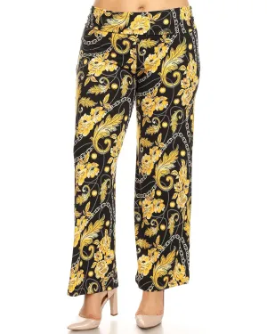 Printed  Palazzo Pants | Black/Gold