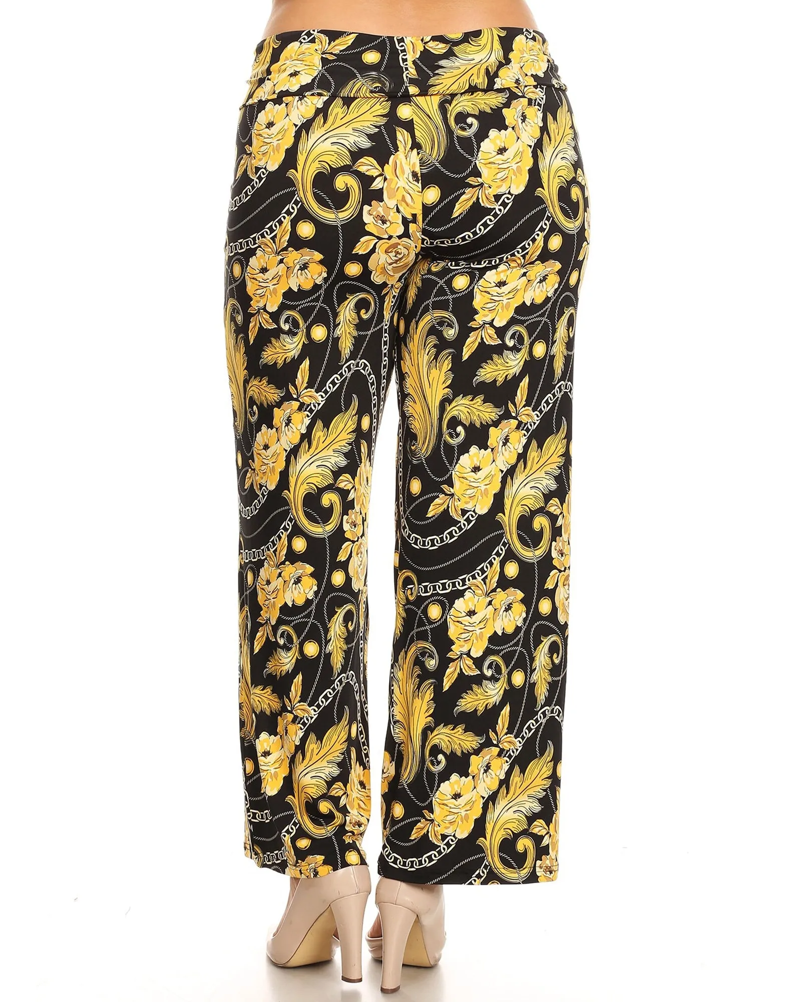 Printed  Palazzo Pants | Black/Gold