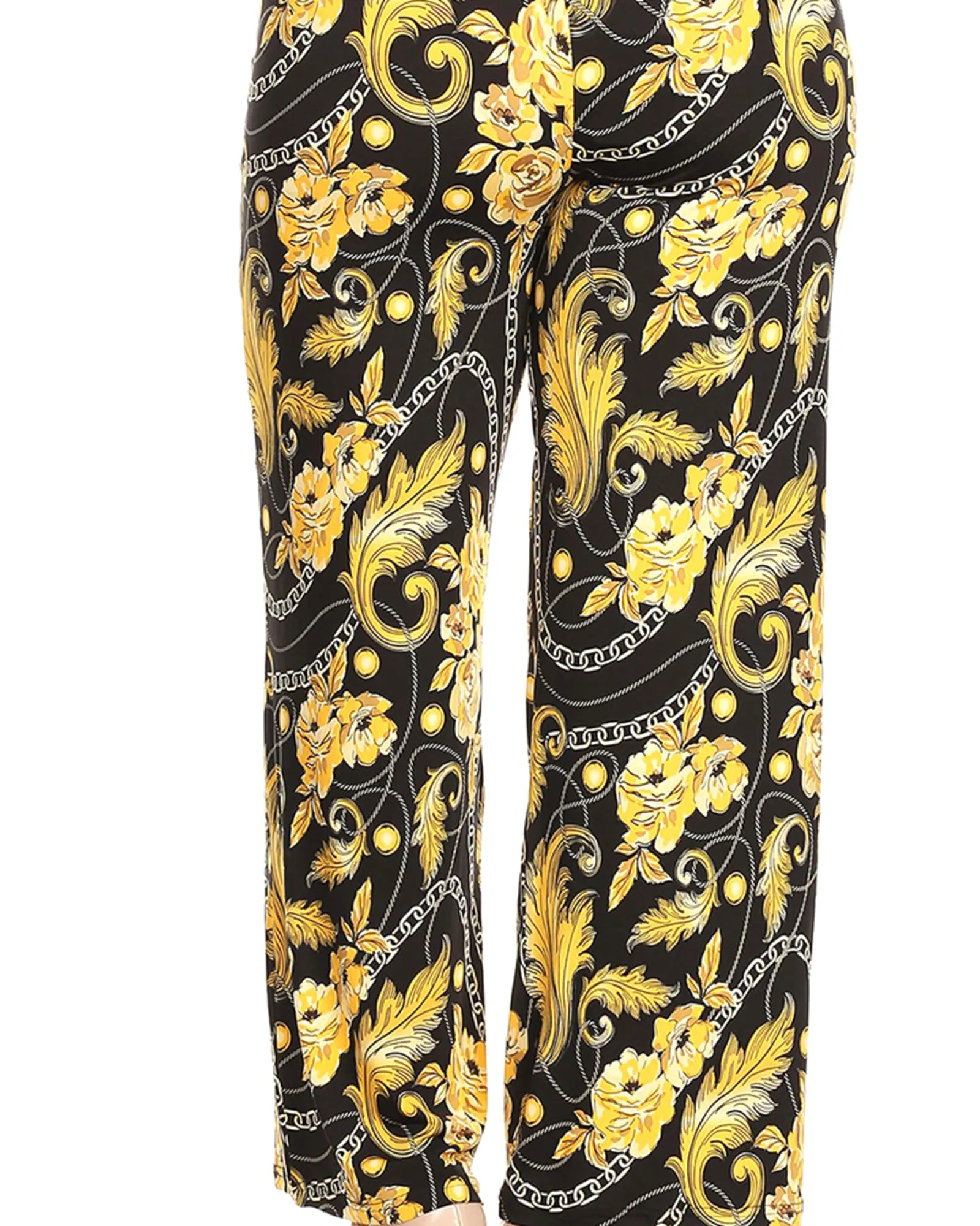 Printed  Palazzo Pants | Black/Gold