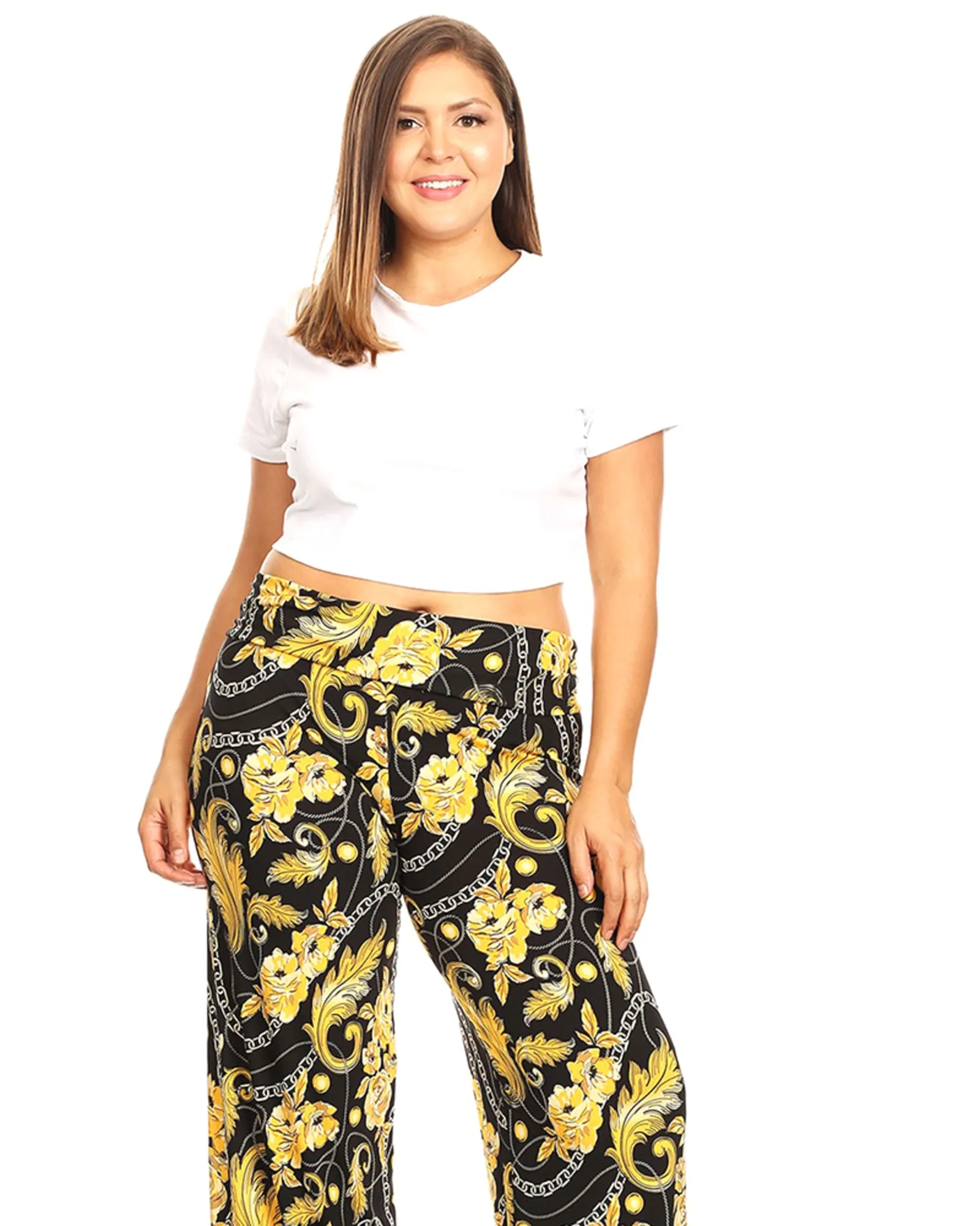 Printed  Palazzo Pants | Black/Gold