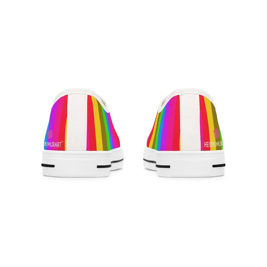 Rainbow Stripes Women's Low Tops, Gay Pride Striped Low Top Sneakers For Women (US Size: 5.5-12)