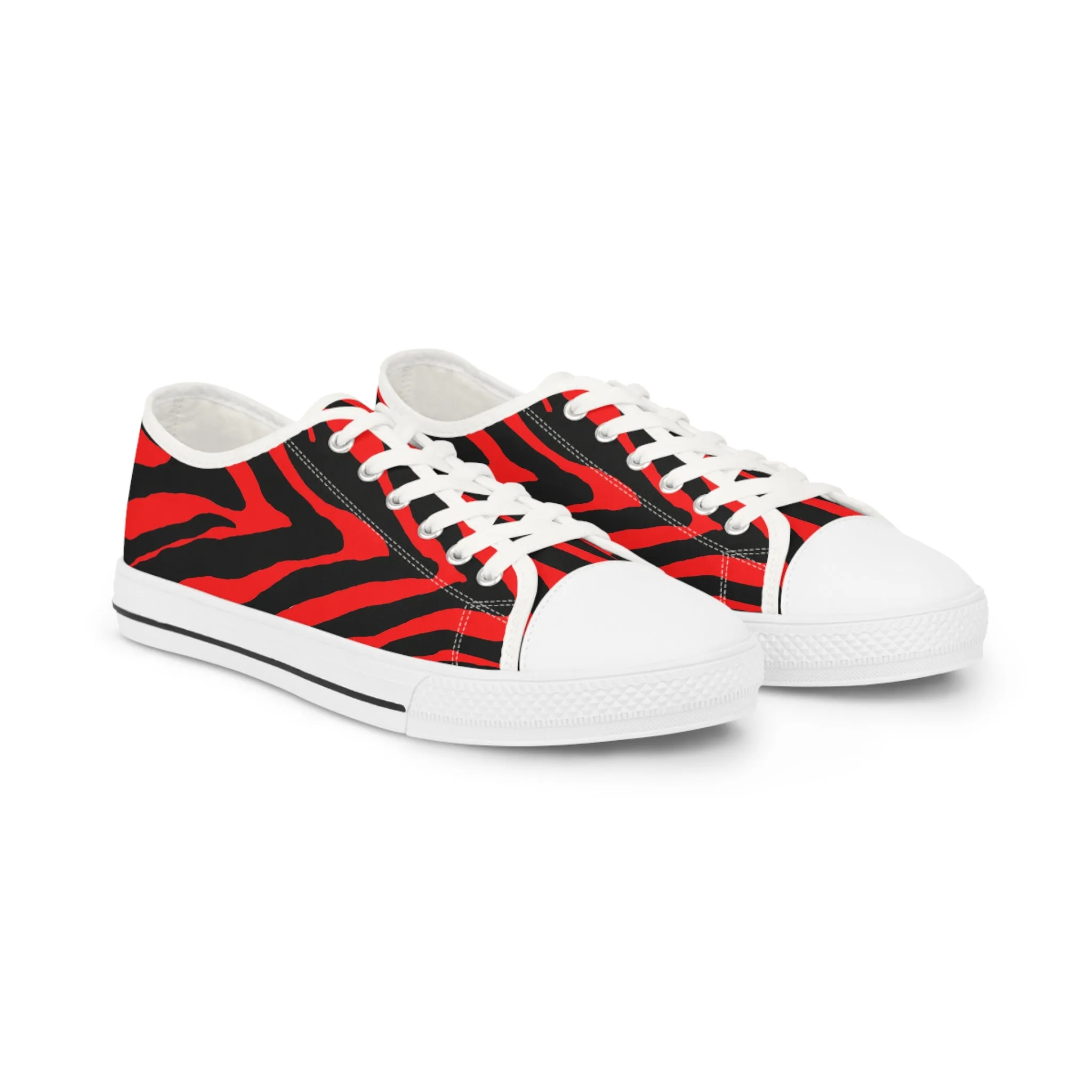 Red Zebra Print Men's Sneakers, Best Animal Print Low Tops Designer Men's Low Top (US Size: 5-14) Sneakers